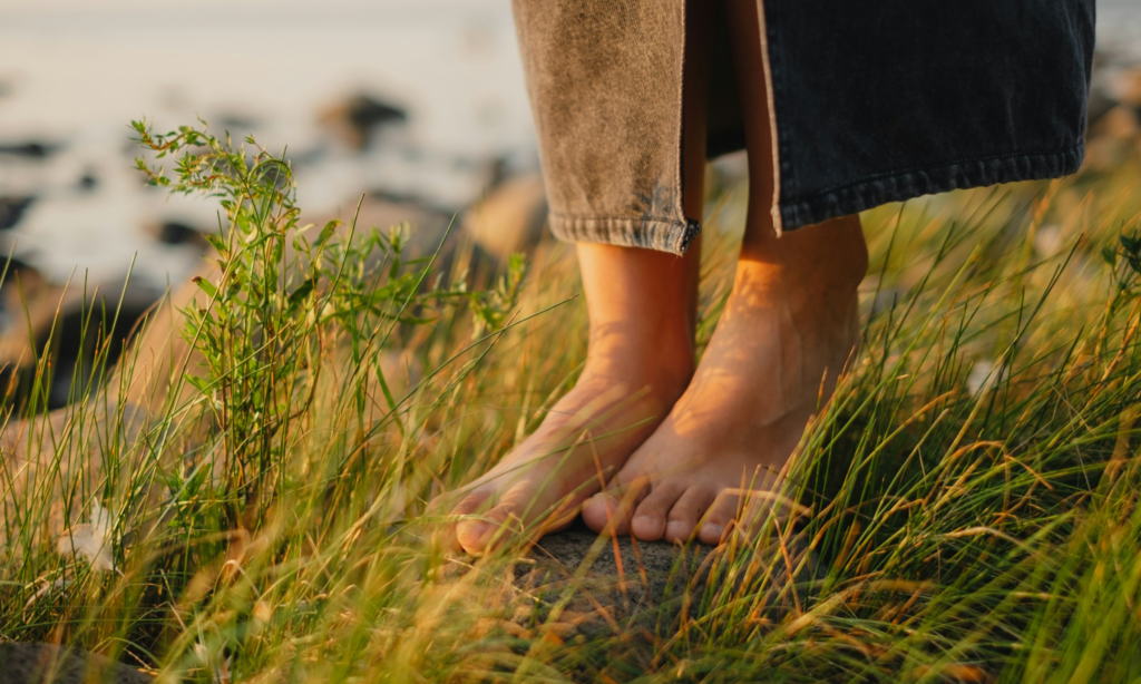 grounded feet of a self-compassionate and self-confident person