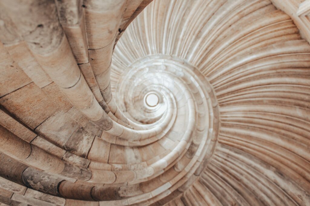 spiral in a building that stands for the negative spiral in the mind
